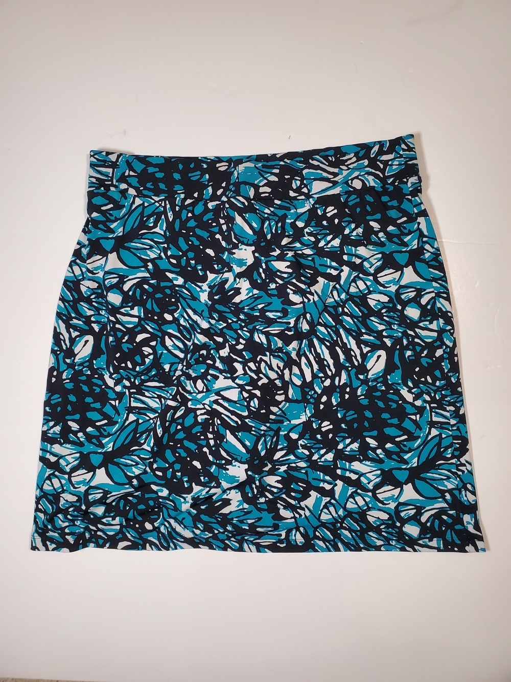 Merona Teal Black White Abstract Botanical Skort XXL Size 18